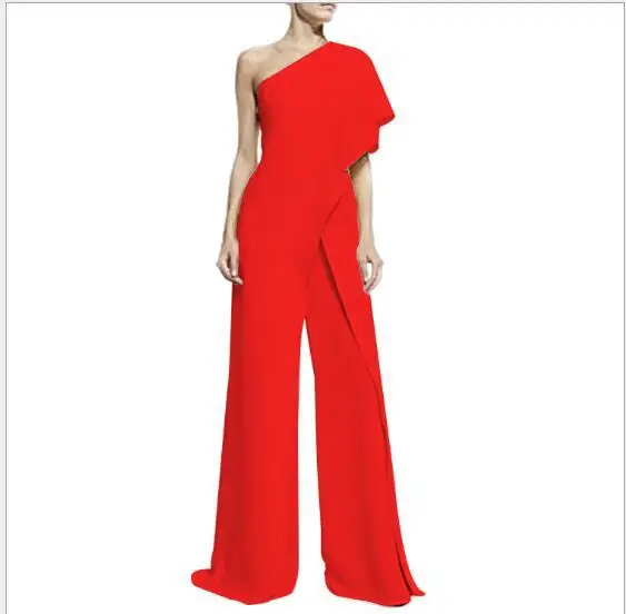 

Elegant Bodycon Womens Rompers Jumpsuit One Shoulder Solid Bodies Ladies Wide Leg One Piece Women Overalls