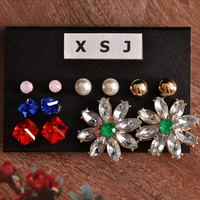Hot new fashion women's jewelry wholesale girls birthday party gift ear nail white red blue earrings agent shipping | Украшения и