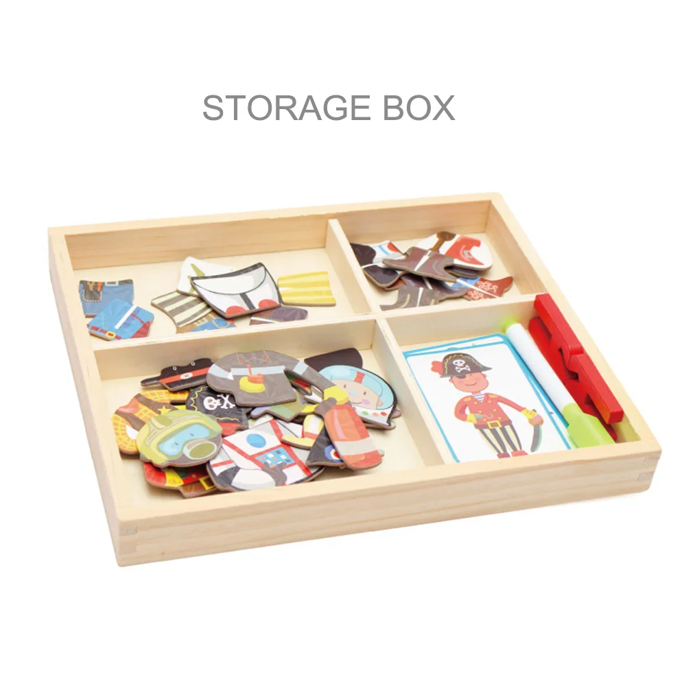 Деревянные Магнитные Головоломки игрушки для детей 3D пазл животные/транспортное