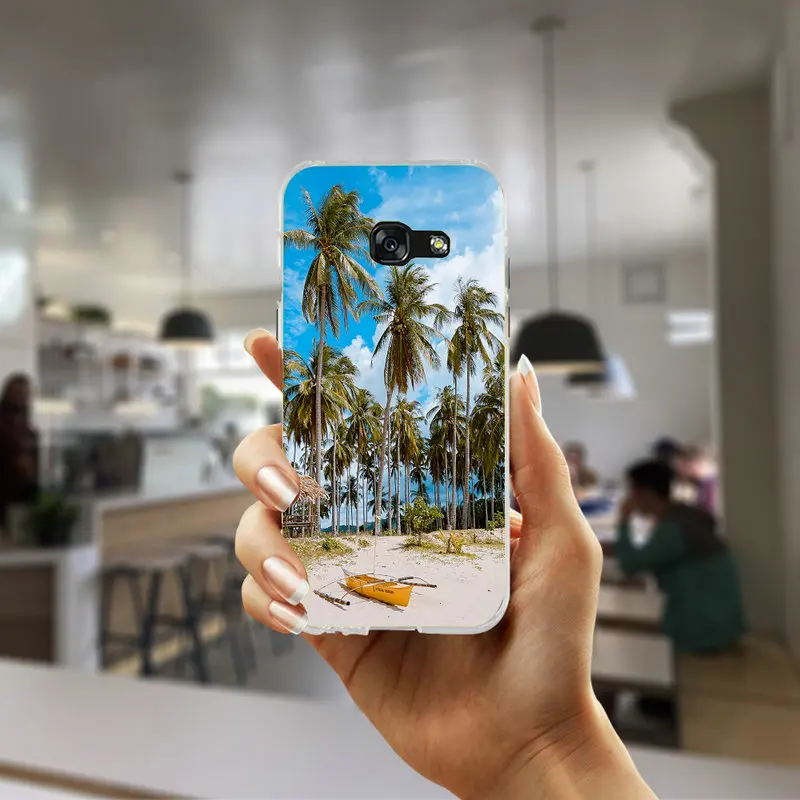 Hot Summer Palms Trees Style Soft TPU Silicone Phone Cases Bags For Samsung Galaxy J1 J2 J3 J5 J7 A3 A5 A7 2016 2017 Coque Cover | Мобильные