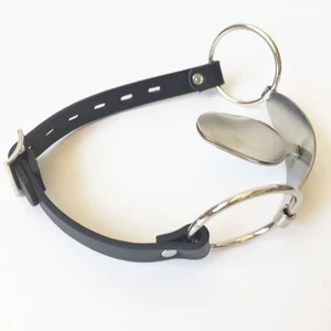 Stainless Steel Tongue Flail Mouth Gag Leather Harness Bondage Restraints Adult Games Slave BDSM Fetish Sex Toys