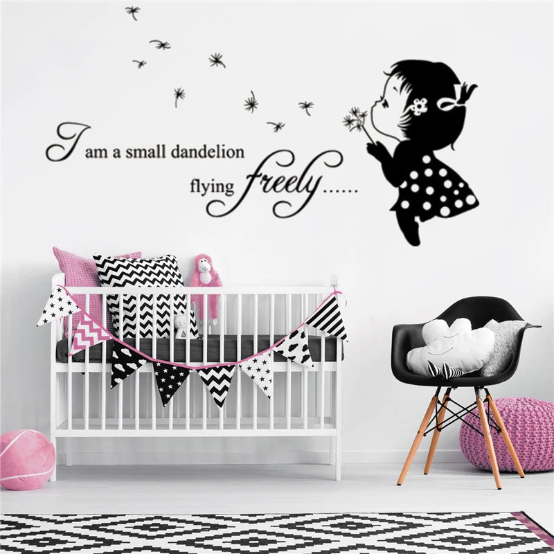 

Beauty Girls Kids Baby With Quotes Wall Sticker Kids Bedroom Decoration Vinyl Art Removable Poster Mural Decals W300