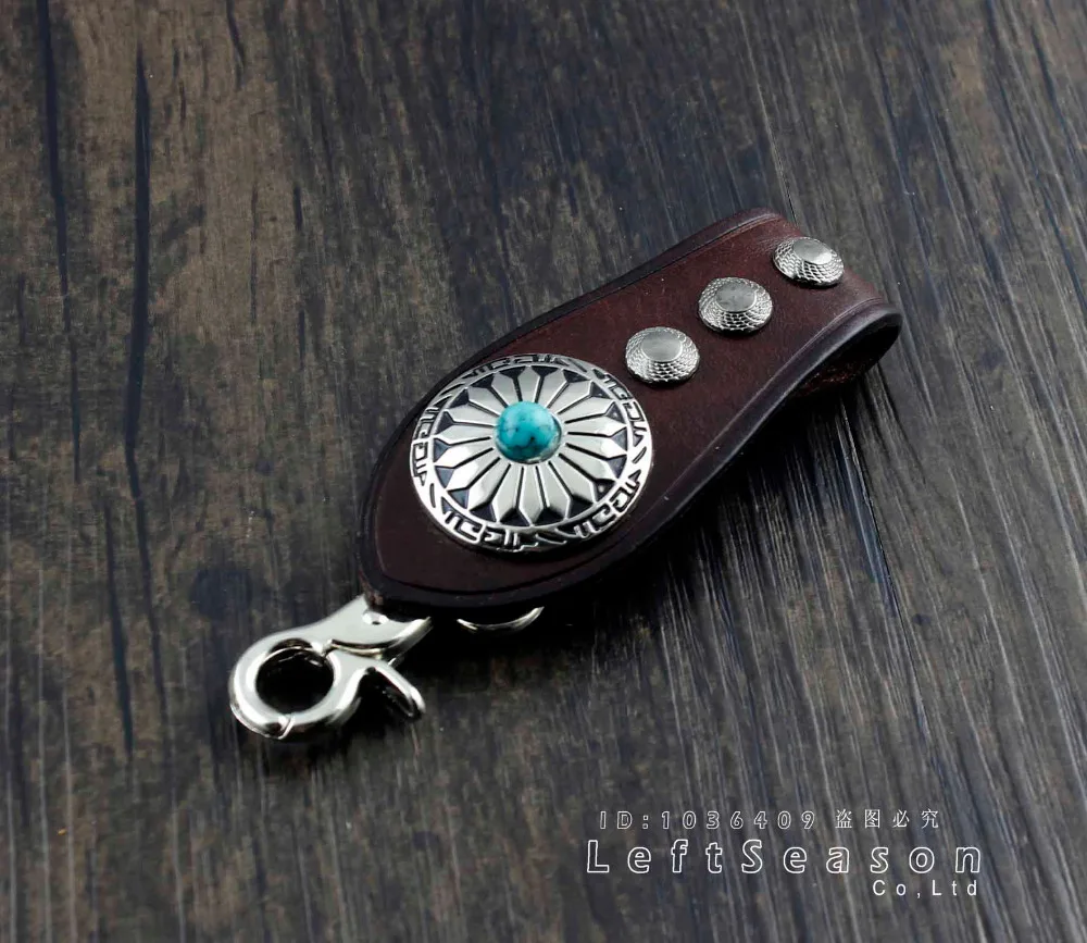 Байкерский бумажник из натуральной кожи ручной работы с цепочкой и держателем