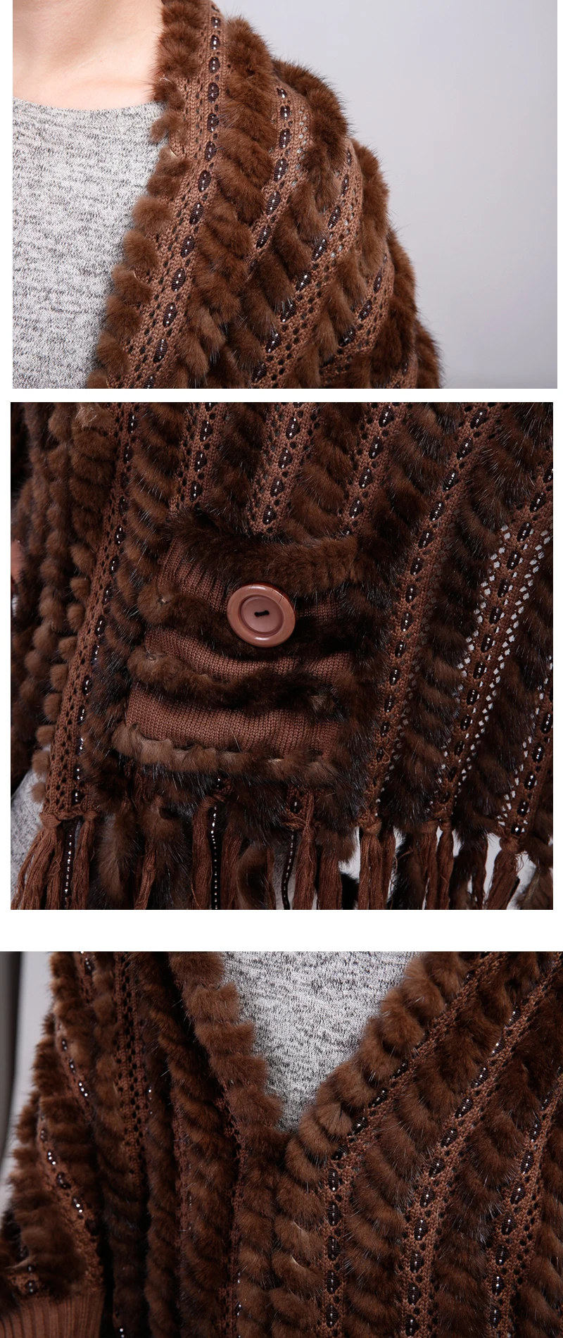 NGSG из натуральной норки шарф шаль Для женщин Европа Весна серый Knitte меха Обёрточная бумага халат женский Осенняя мода Повседневное тонкий норки кисточкой пальто