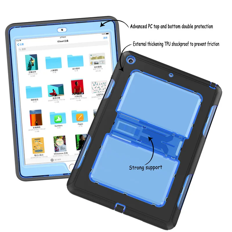 Силиконовые TPU + PC держатель чехол для Apple iPad 2017 2018 A1822 A1893 Броня противоударный