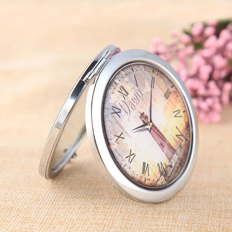 Модные складные зеркала для макияжа с изображением часов переносные путешествий