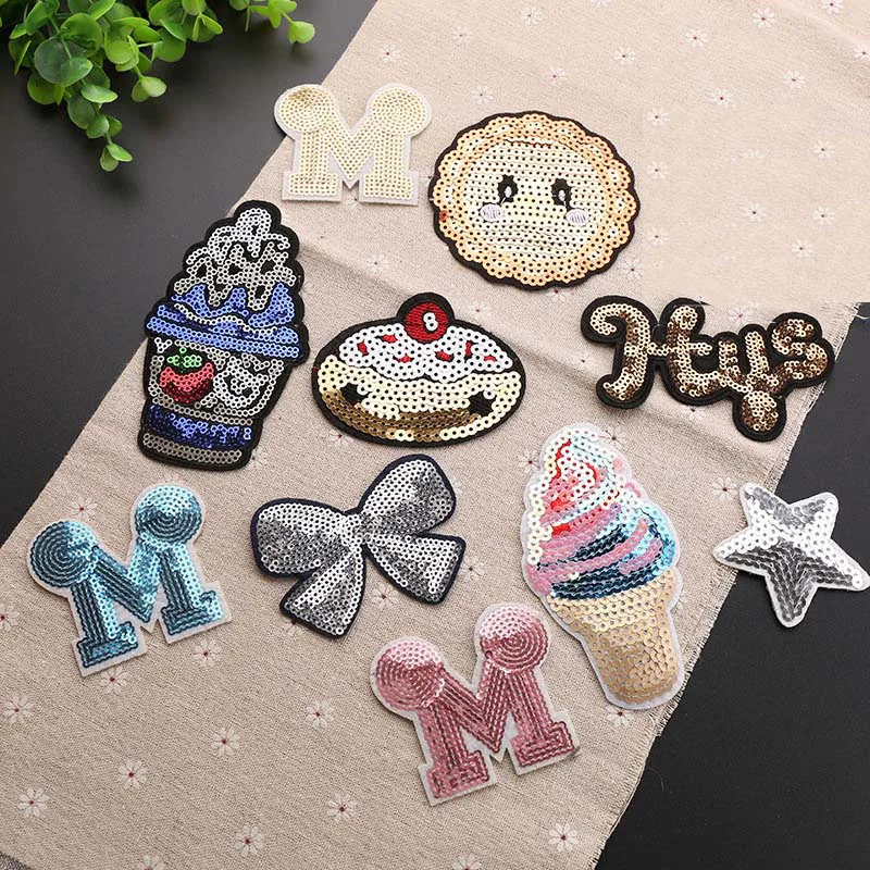 Мультяшные нашивки с надписью бантом мороженым блестками искусственными Милая