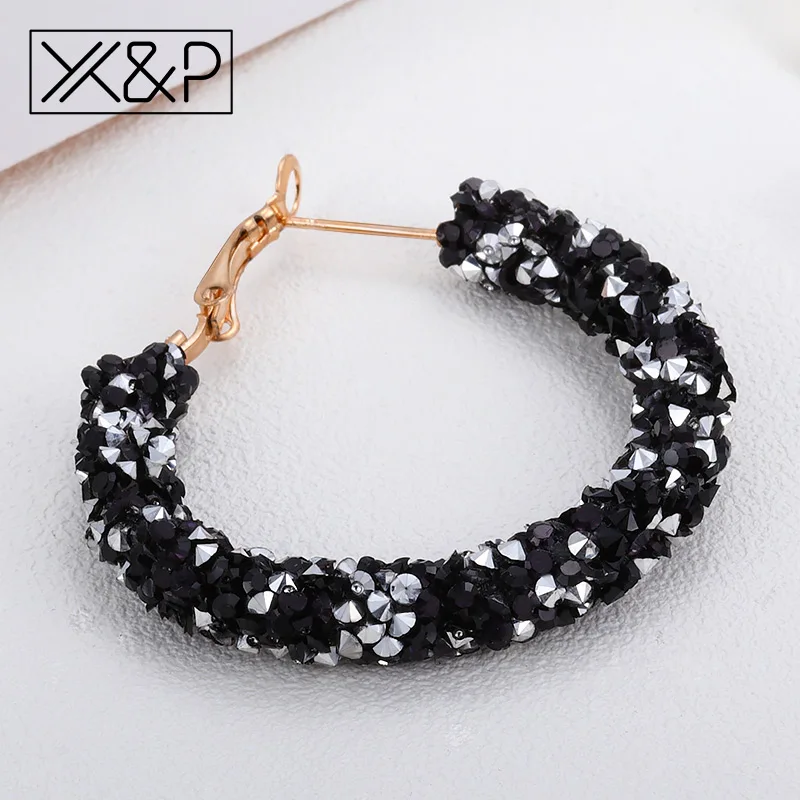 X & P модные брендовые круглые блестящие серьги капли из горного хрусталя для