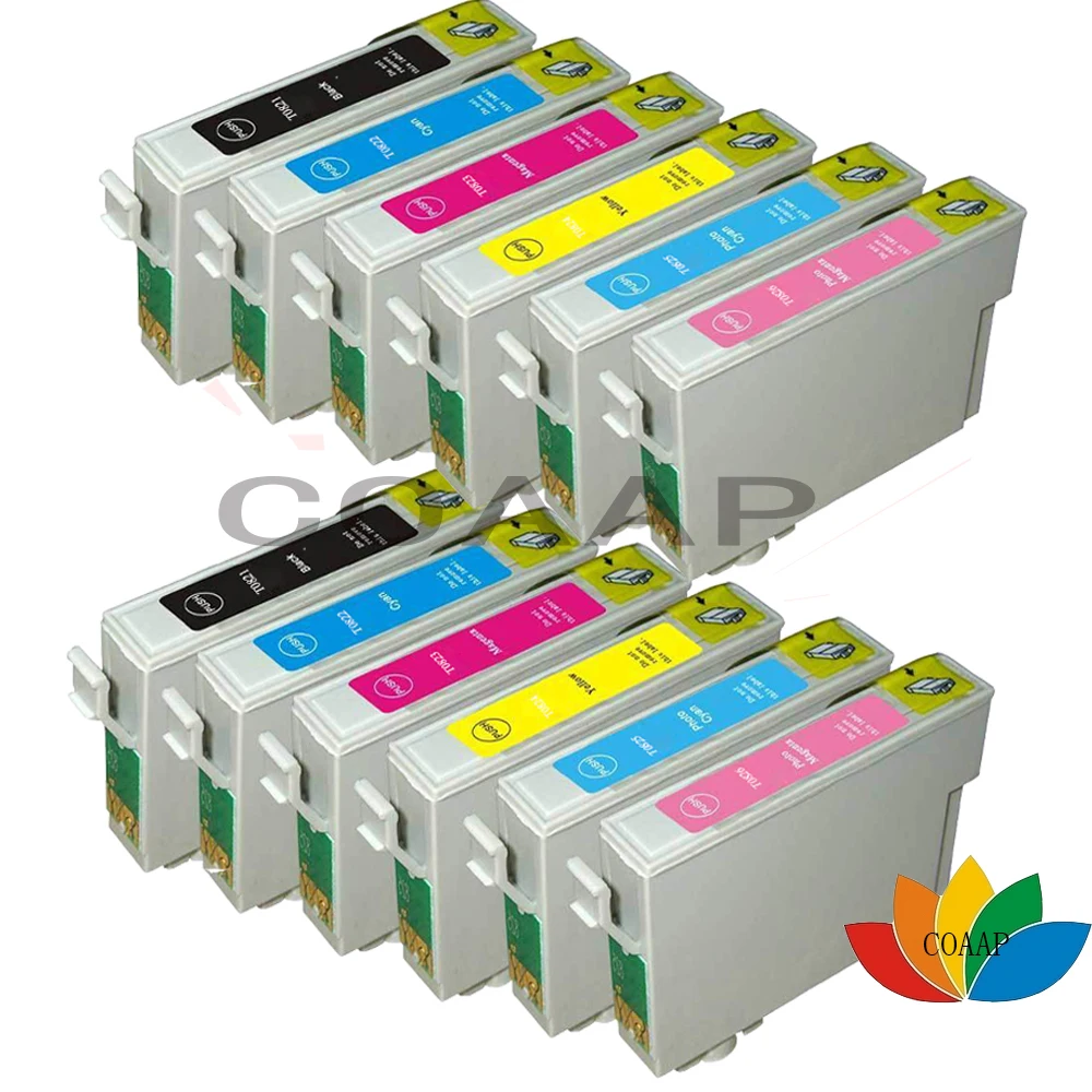 

12Pack T0821 - T0826 Ink Cartridges For Compatible Epson R270 R390 TX650 T50 T59 RX590 TX700W TX800W TX720 TX700 TX800 RX610