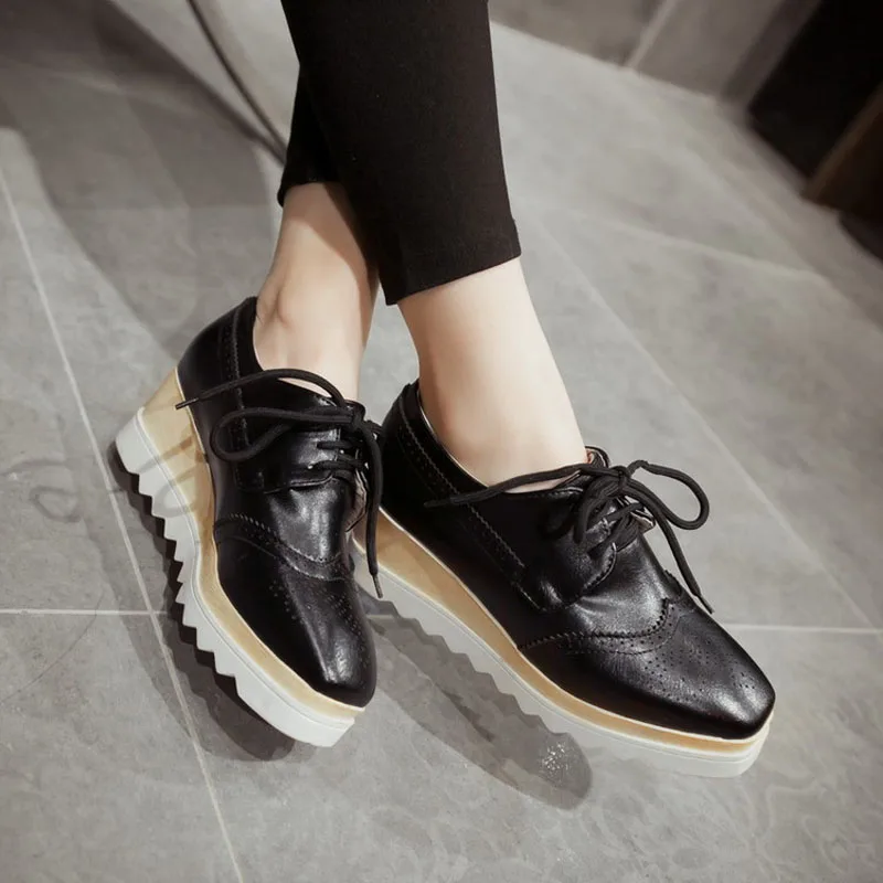 Новые весенние оксфорды из искусственной кожи большие размеры 34 43 женская обувь