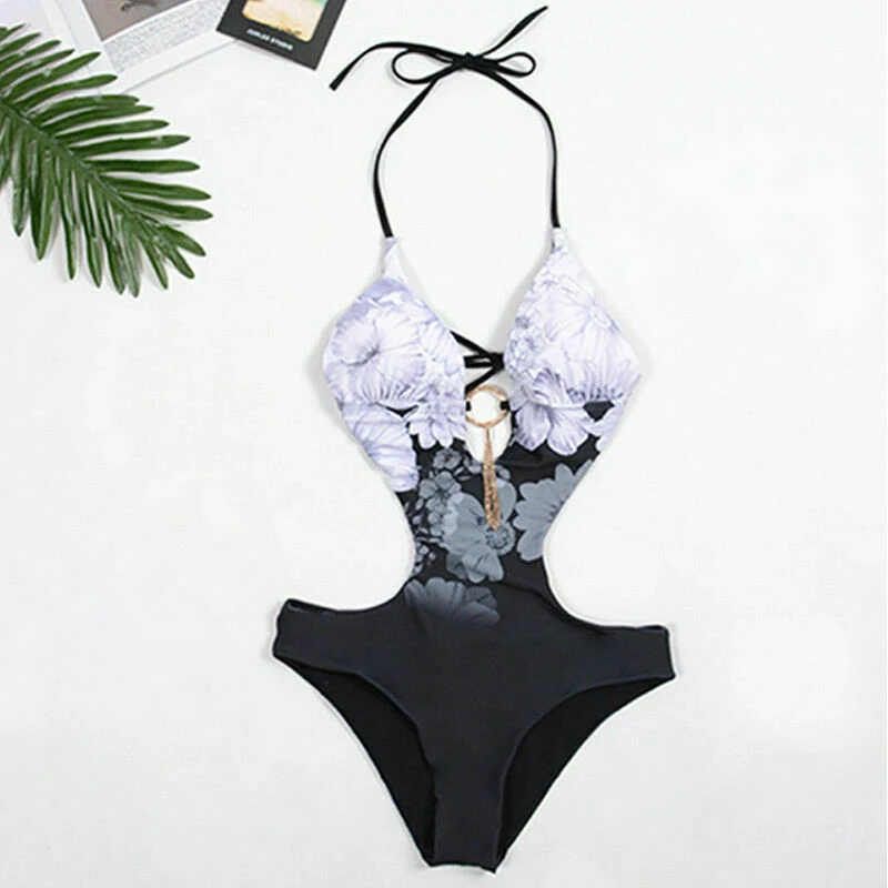 

Women One Piece Bikini Halter Swimsuit Push-up Padded Swimsuit Bathing Swimwear Beach Swimming Suit For Women Monokini Biquini