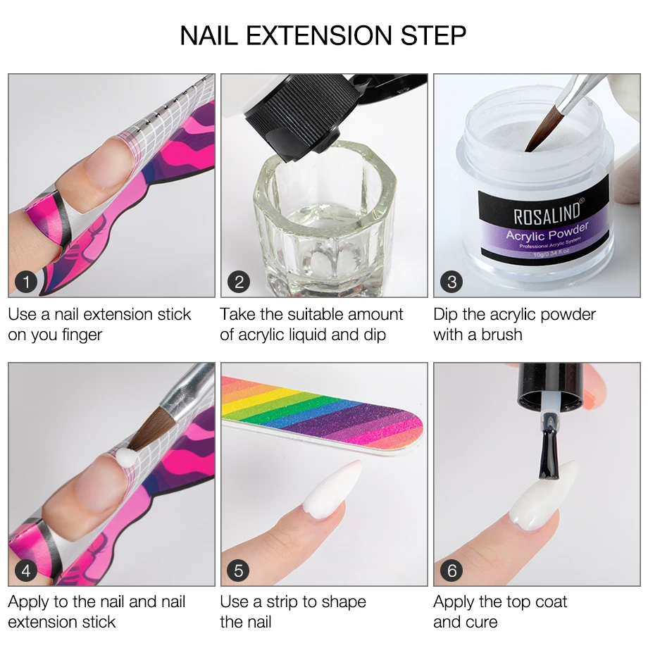 Розалинд акриловую пудру, поли гель наращивание ногтей Nail Art Украшение с резным орнаментом для маникюра строитель поли ногти дизайна порошок