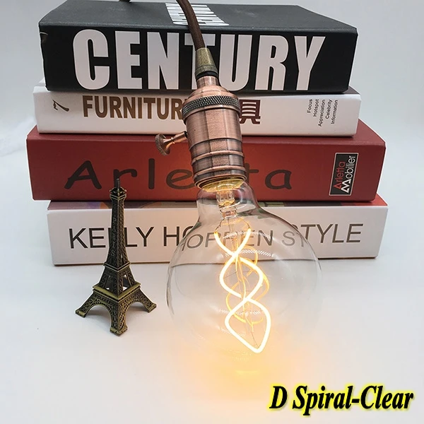 D Spiral-Clear G95 декоративная лампа со светодиодными нитями на цоколе 4 W светодиоидная лампа с регулируемой яркостью Светодиодная лампа-свеча Эдисона 220 V - Испускаемый цвет: D Spiral-Clear