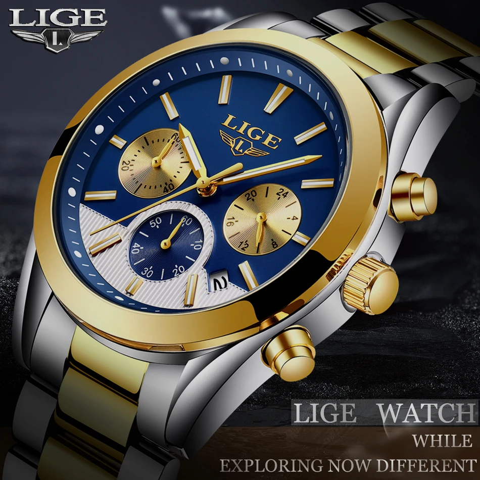 Relojes Hombre Новинка LIGE мужские s часы лучший бренд класса люкс модные деловые кварцевые часы мужские водонепроницаемые спортивные часы из полной стали+ коробка
