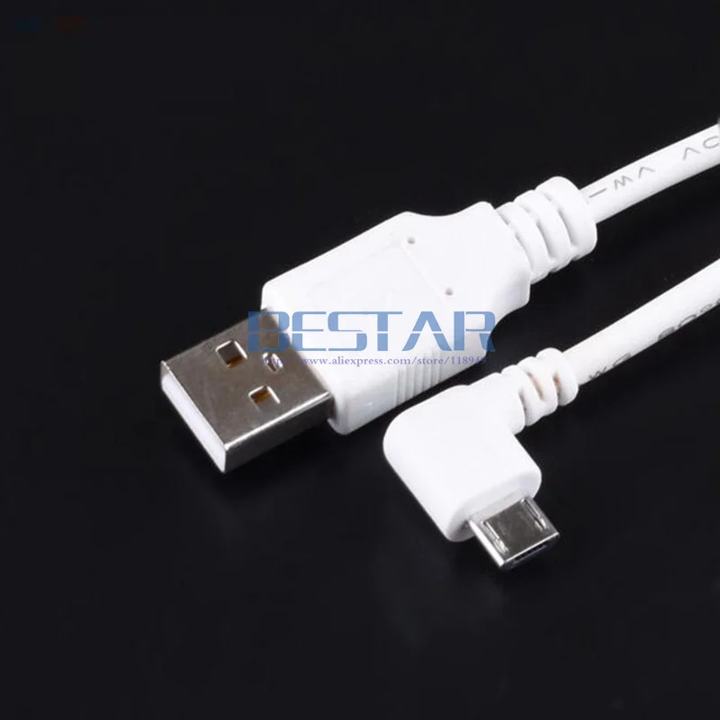Белый 100 см 1 м 3 фута разъем питания постоянного тока USB 2 0 к Micro угловой левый 90