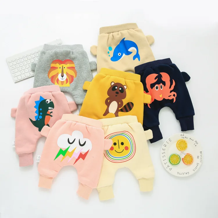 Коллекция года, штаны с крестиками для новорожденных, bebes, штаны плюс бархатные теплые штанишки для малышей штаны для мальчиков зимние штаны для маленьких девочек с рисунком краба и большими ушами