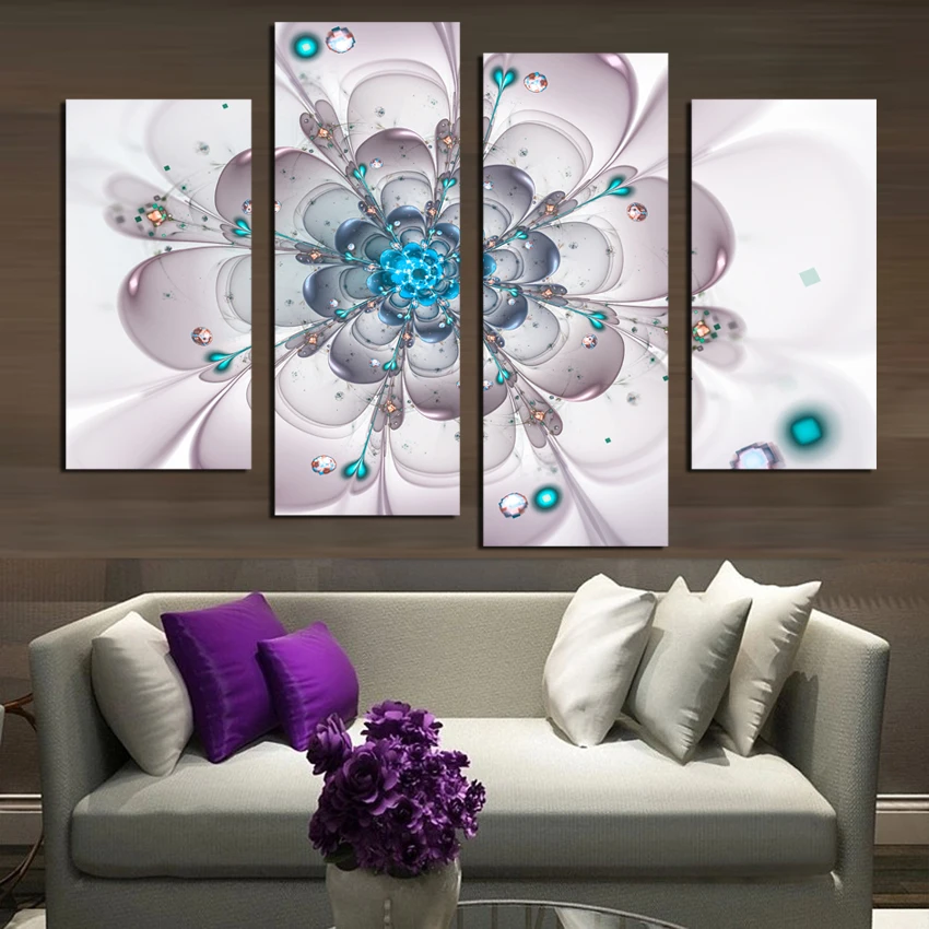 

Large Blue Flower Wall Art Canvas Painting Home Decoation Picture On The Wall Canvas Printed Oil Painting Wall Decor Unframed