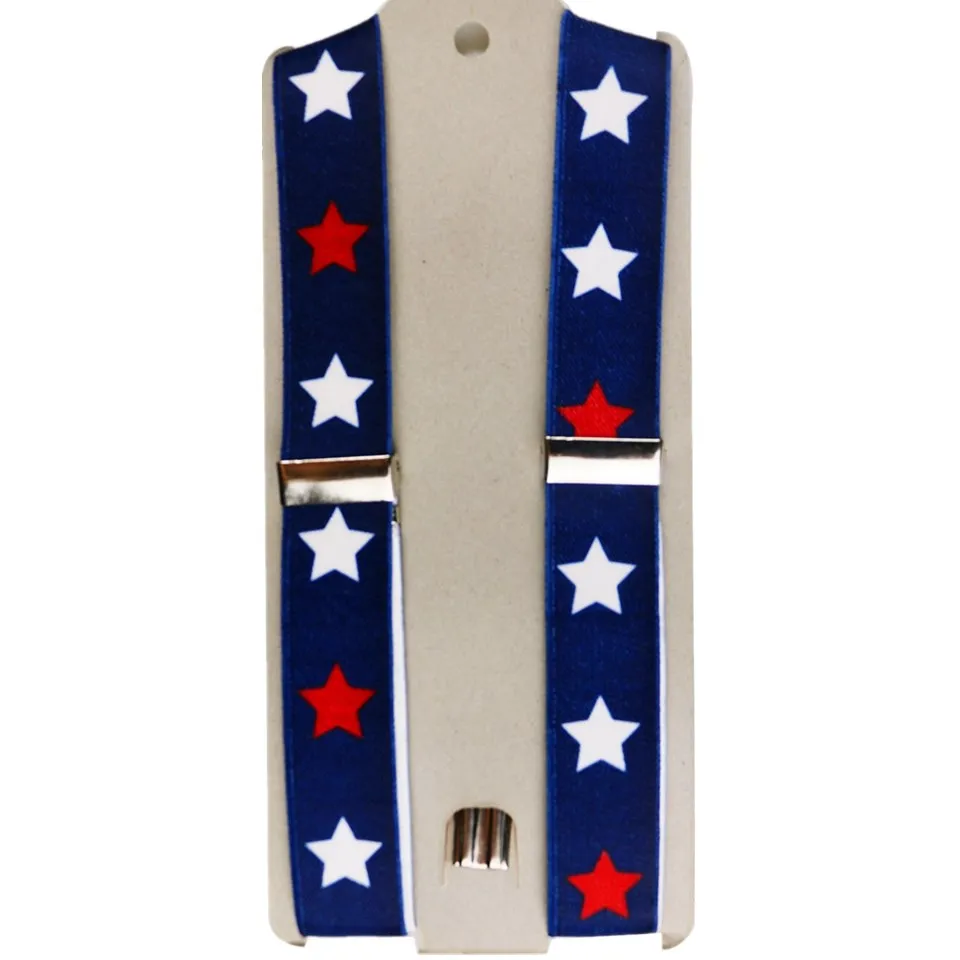 Модные детские подтяжки со звездами и принтом регулируемые с 3 зажимами для