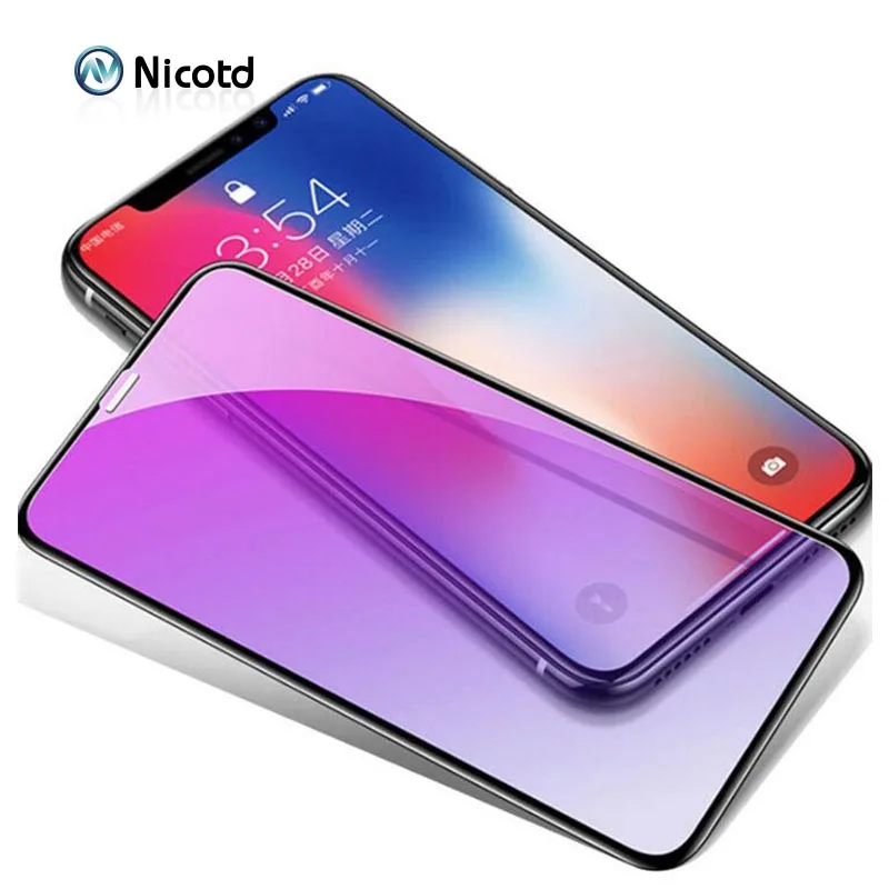 Закаленное стекло Nicotd с полным покрытием для iPhone XS X защита экрана 9D Черная