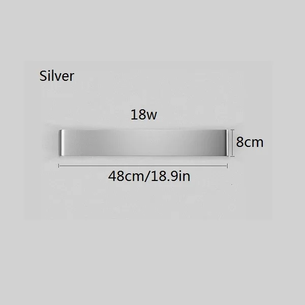 Silver 48cm 18w Светодиодный настенный светильник для ванной комнаты, зеркальный светильник для спальни, алюминиевый светильник для лестницы, настенный светильник для дома, промышленный светильник с аппликацией Murale - Цвет абажура: Silver 48cm 18w