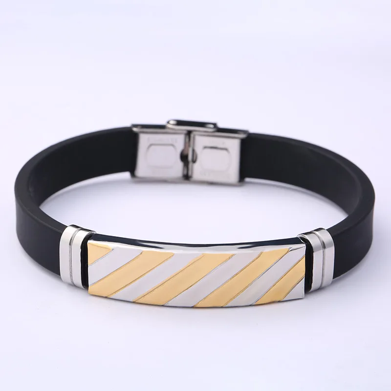 Новейший силиконовый браслет из нержавеющей стали мужской на запястье панк