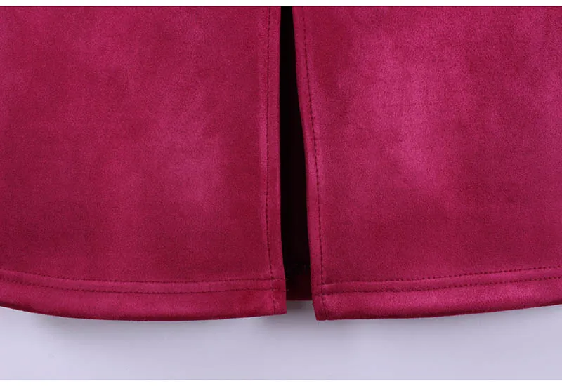 Женская замшевая юбка карандаш винного цвета облегающая средней длины по низкой