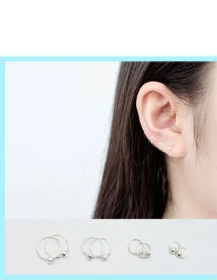 Серьги из чистого серебра S925 пробы, овальный шар, одна петля, Круглый хрящ, серьги для женщин, мужчин, детей, девочек и мальчиков, 6 мм, 8 мм, 10 мм