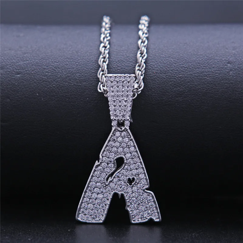 

Lucky Sonny A-Z Broken Letter Pendant Necklace Silver Gold Color Hip Hop Bling Bubble Letters Kolye Initial Collar Party Jewelry