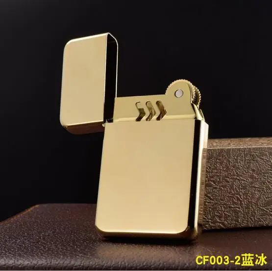 Новая зажигалка chief из чистой меди, персонализированная оригинальность, ветрозащитное шлифовальное колесо, ультратонкая керосиновая зажигалка - Цвет: Золотой