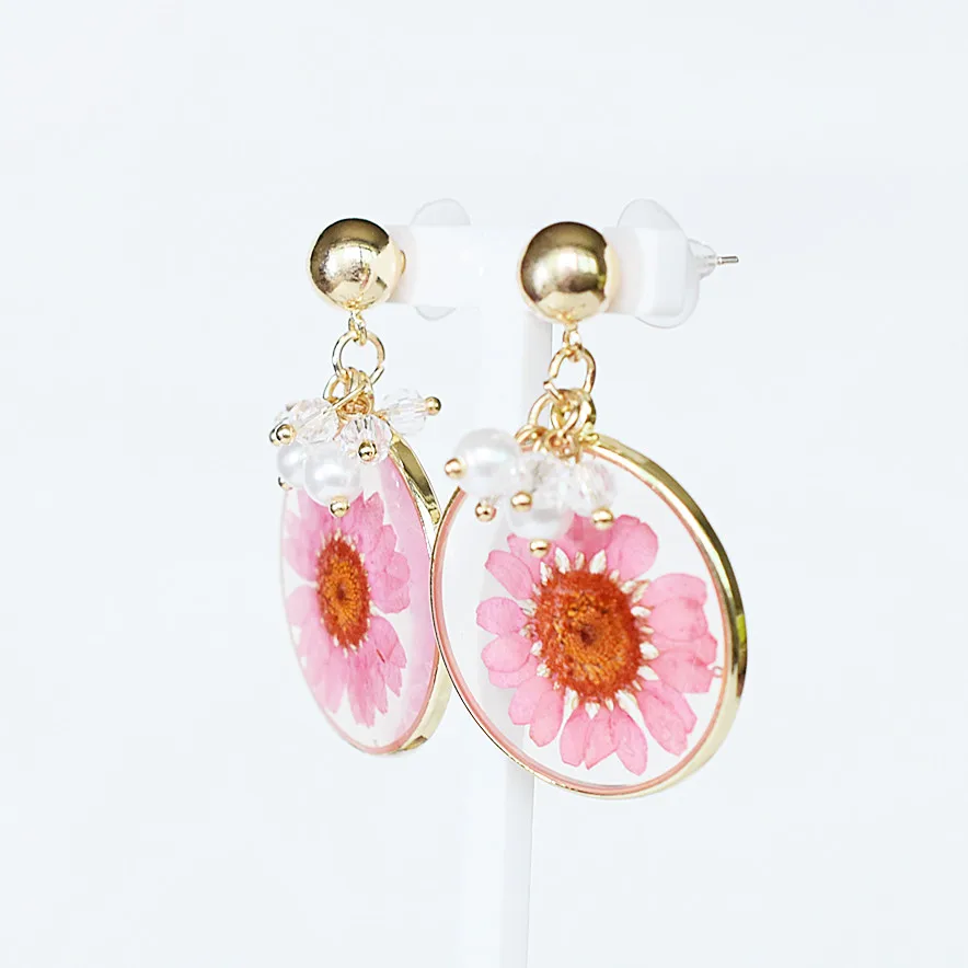 2019 золотые металлические настоящие розовые сушеные цветы круглые прозрачные