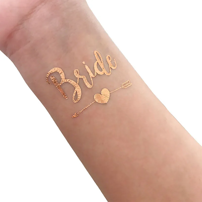 25pcs/lot Gold Team Bride Tribe Temporary Tattoo Stickers Bachelorette Party Bridesmaid Bridal Shower Wedding Decoration  Дом и