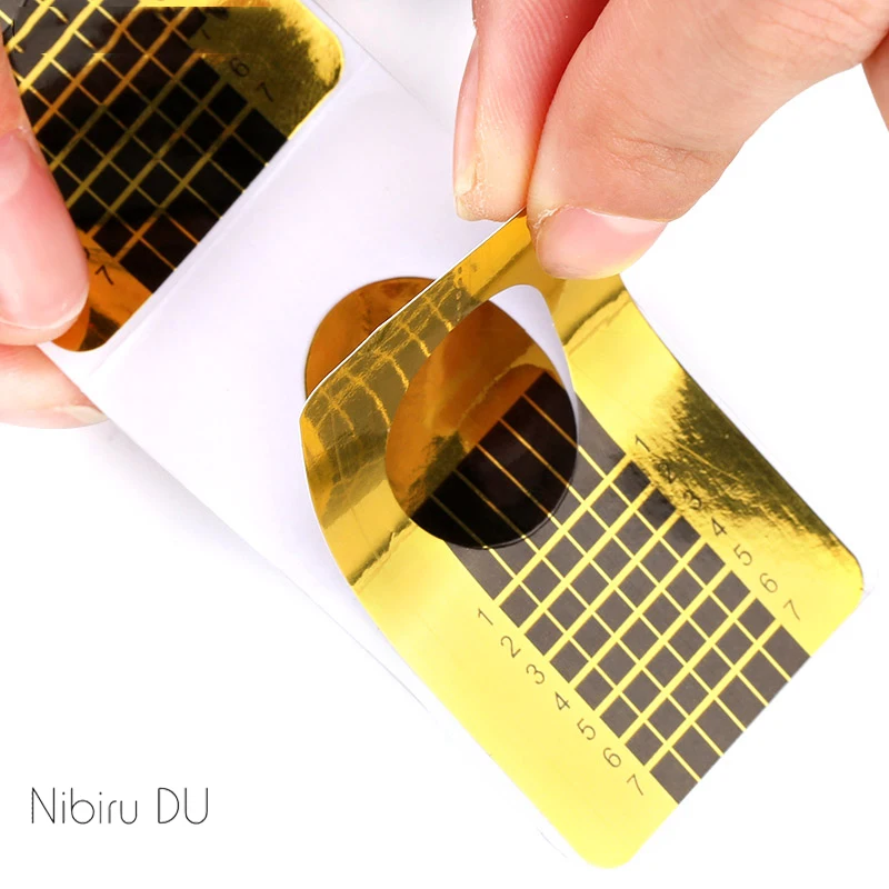 Профессиональные формы для ногтей 100 шт/рулон золотого дизайна руководство