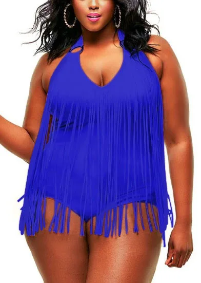 Плюс размер купальник с кистями сексуальный v образный вырез женский мягкими