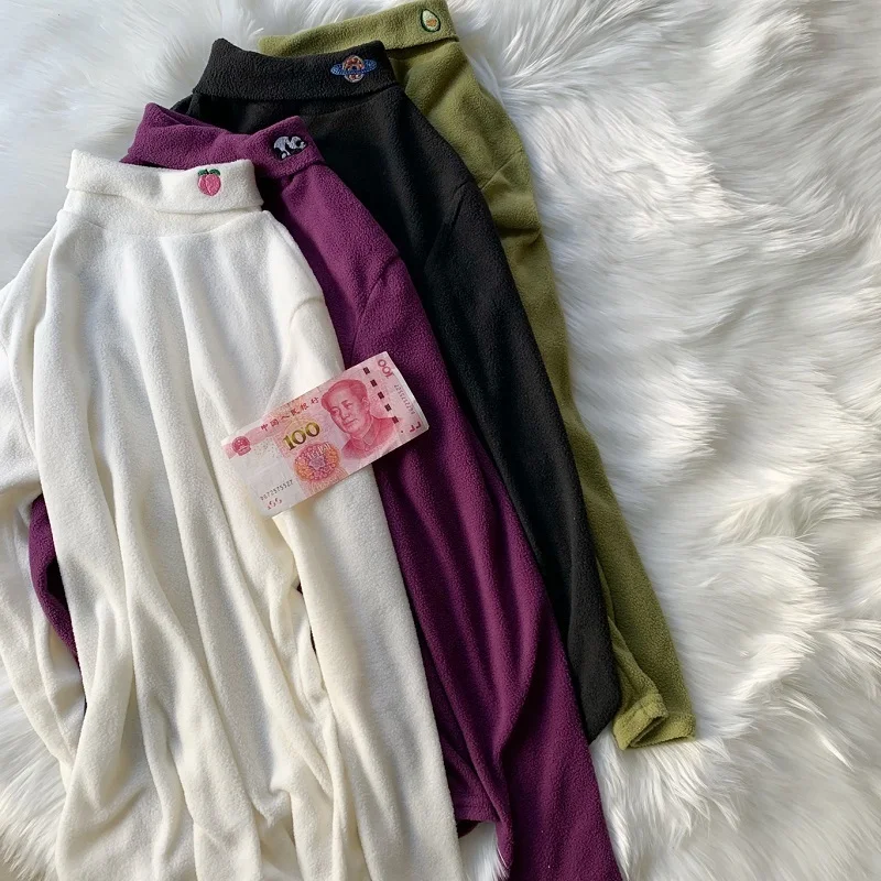 Модные женские футболки с вышивкой и полувысоким воротником новинка 2019