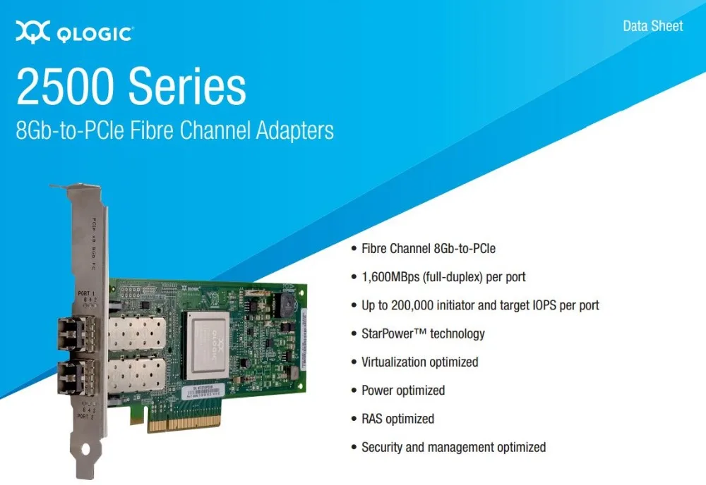 

RaidStorage QLogic QLE2562-CK QLE2562 2 Port 8Gbps Dual SFP+ FC SR-Optic PCIe Controller Fibre Channel Adapters HBA Card