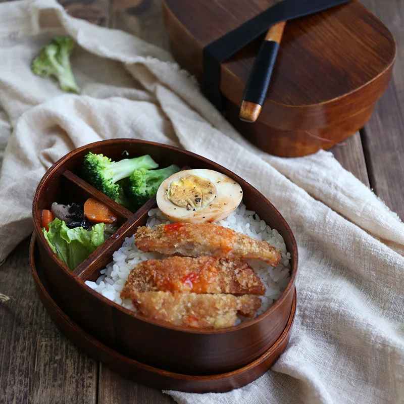 Новая коробка Bento деревянная коробочка для обедов для детские палочки для еды набор для пикника портативный деревянный контейнер для еды школьный Ланчбокс столовая посуда для студентов