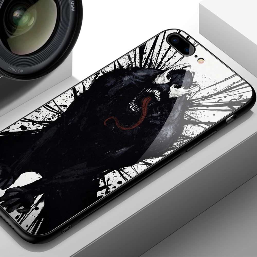 Абсолютно чехол для iPhone 7, стеклянный чехол с Веном, жесткая задняя крышка для iPhone 6 6S 7 8 plus X XR XS MAX 11 pro max чехол