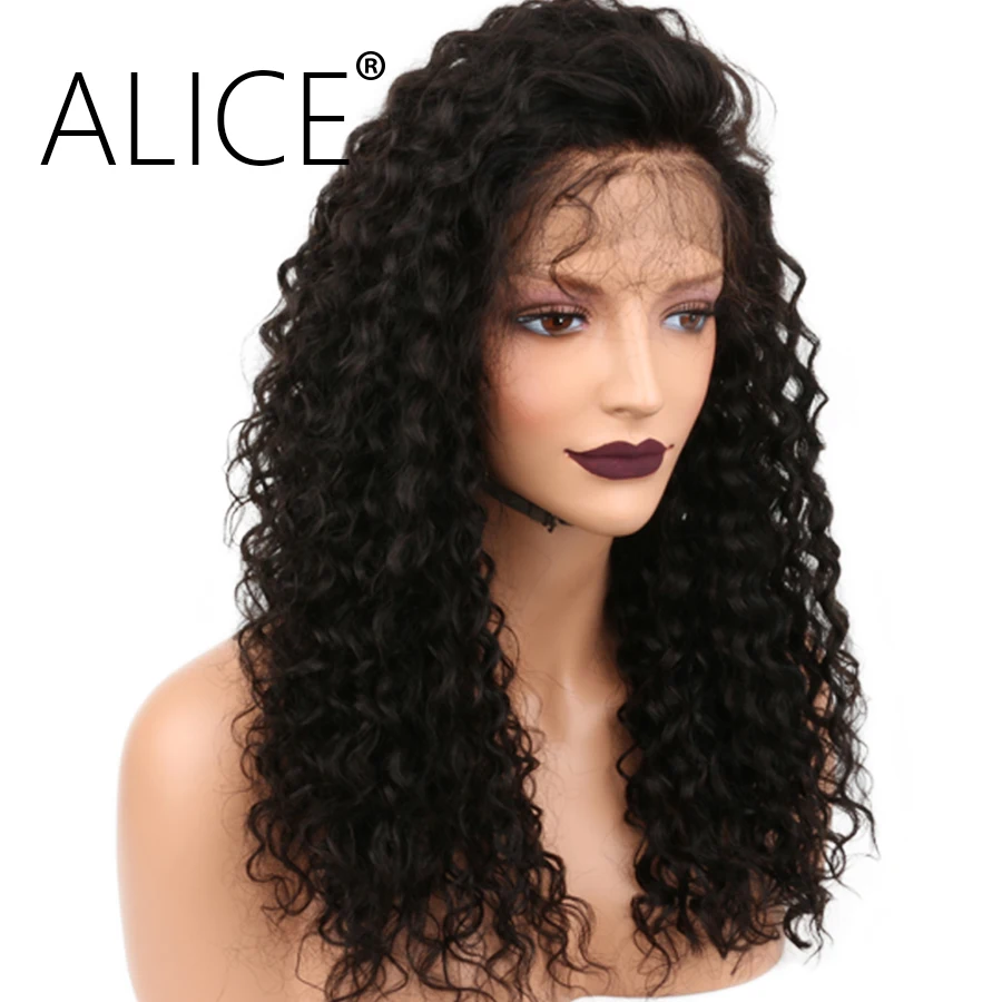 ALICE 13x4 Curly Lace Front Wigs With Baby Hair 130% Density Remy Pre Plucked Glueless Human Short | Шиньоны и парики - Фото №1
