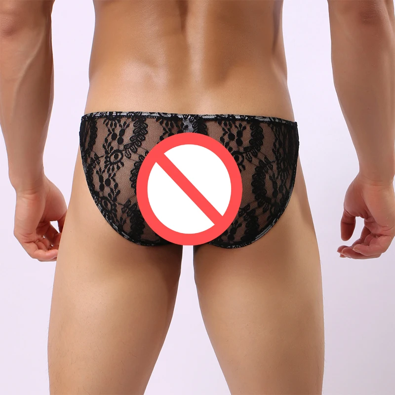 Мужские прозрачные трусы брифы темно синие тригонометрические с низкой талией