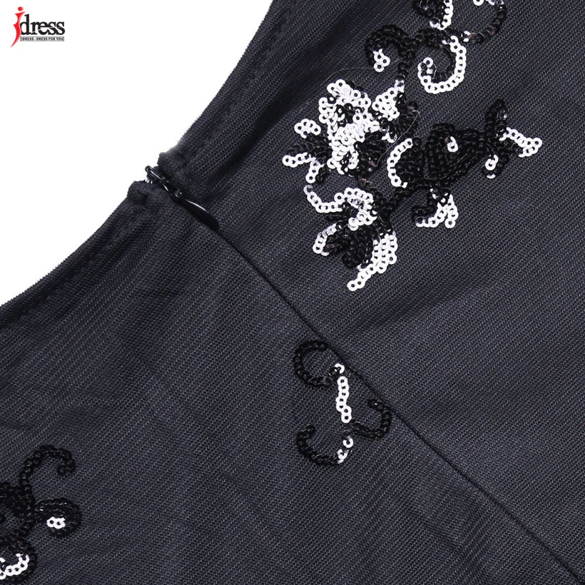 Сексуальное Женское боди с черными и золотыми блестками от IDress, Клубные женские боди с длинным рукавом, сетчатый комбинезон,, уличные вечерние платья Macacao