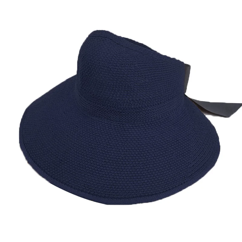 Женская летняя шляпа складной бантик Одноцветный широкополый большой головной