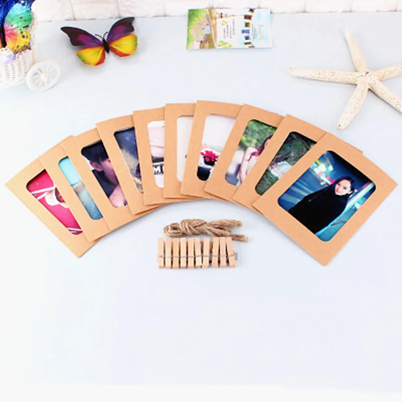 Фоторамка из крафт бумаги для дома 21 шт./компл. с деревянной клипсой и веревкой