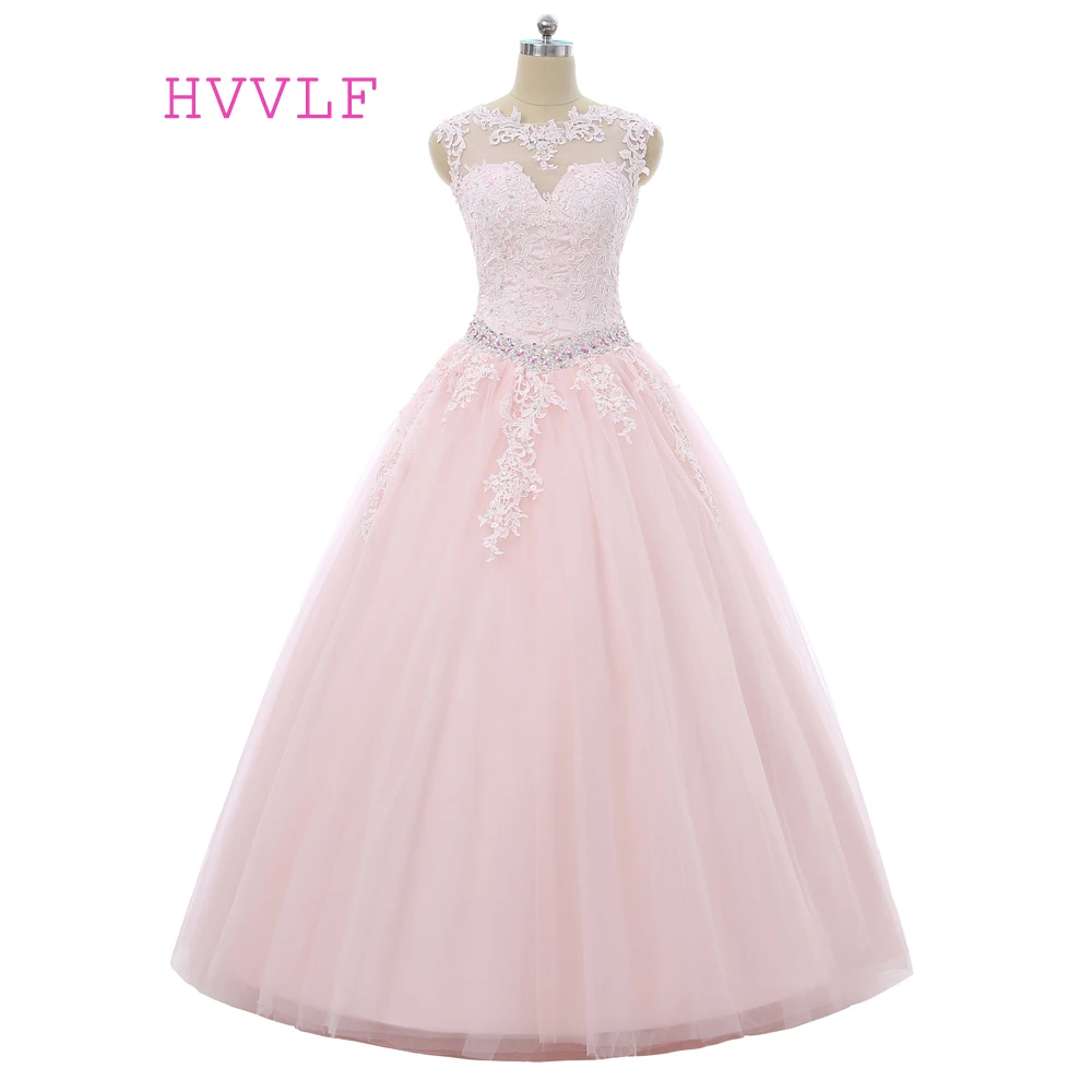 Розовое бальное платье Quinceanera рукава крылышки тюлевые Аппликации кружева бисер