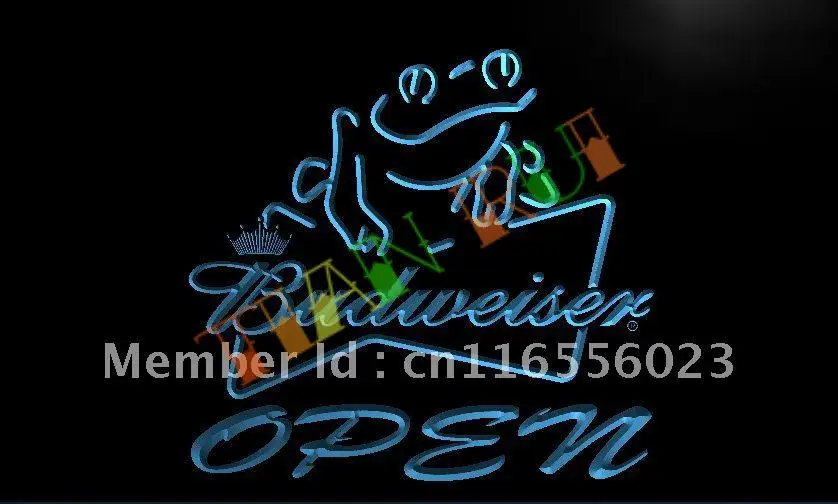 

LA034- Budweiser Frog Beer OPEN Bar LED Neon Light Sign