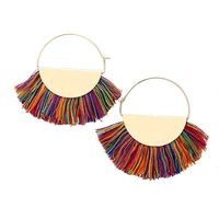 zwpon 2020 new fan fringe tassel hoop earrings for women