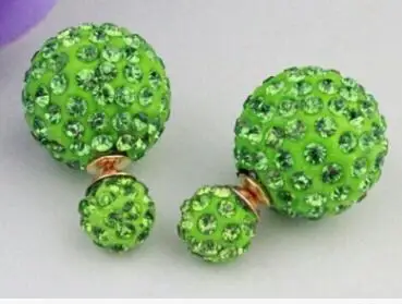 green Charmcci двухсторонние Симпатичные серьги-гвоздики, круглые стразы, женские серьги, ювелирные изделия, серьги-гвоздики, подарок, много цветов - Окраска металла: green