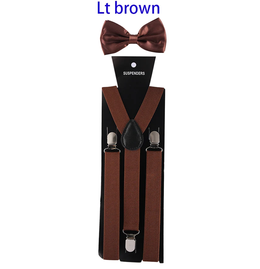 T Bow tie Suspender Set Adjustable Elastic Wedding Belt Strap Shirts Brace For Men Women - Цвет: T