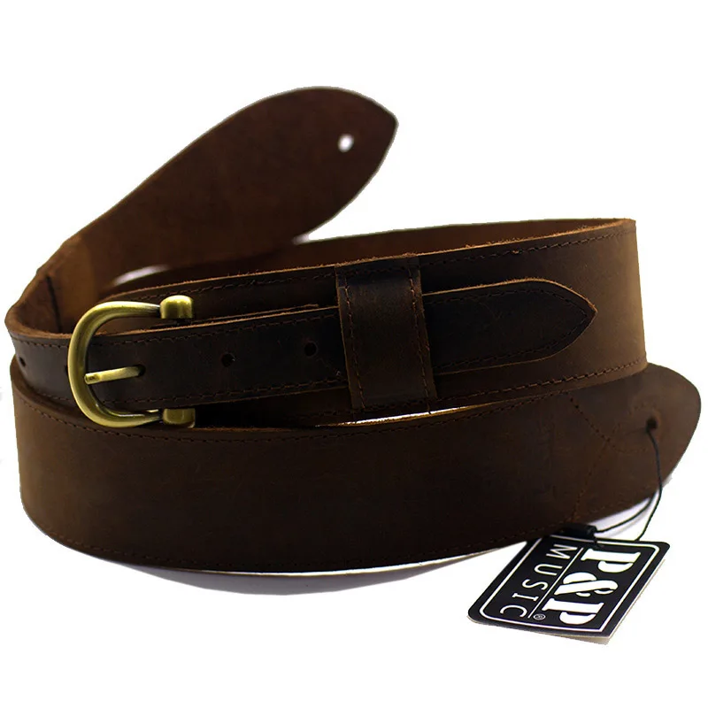 Khaki New Arriving Guitar Strap Matte-leather Upper Genuine Leather straps Electric Guitar Bass Acoustic Guitarra Folk Guitar - Цвет: Khaki