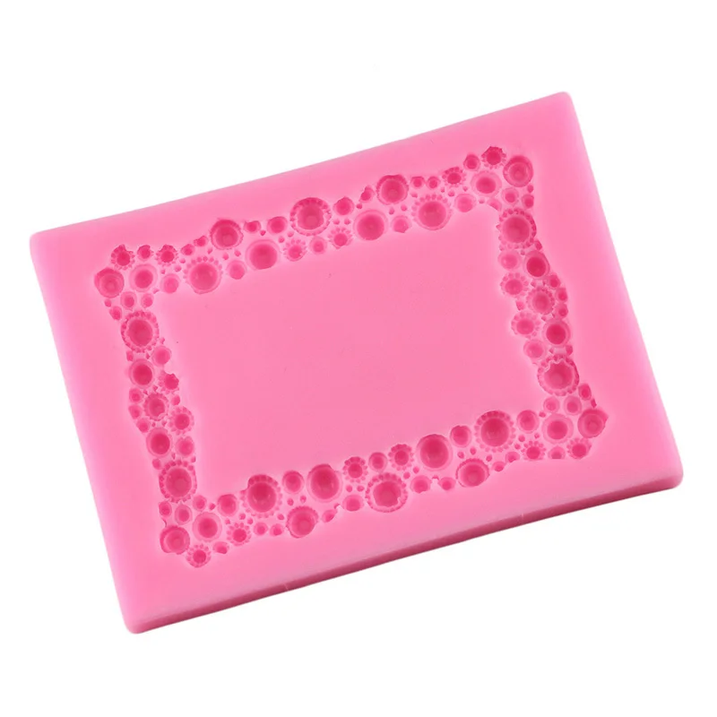 DIY Mirror Fondant Cake Decorating Tools Frame Cupcake Chocolate Wedding Cake Border Silicone Molds Kitchen Baking Moulds