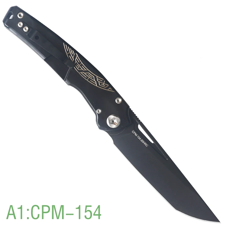 A1 FATDRAGON SEIGNEUR CPM-154/s35vn лезвие шарикоподшипник титановая ручка Флип складной Кемпинг Охота Карманный TC4 Фруктовый Нож EDC инструмент - Цвет: A1